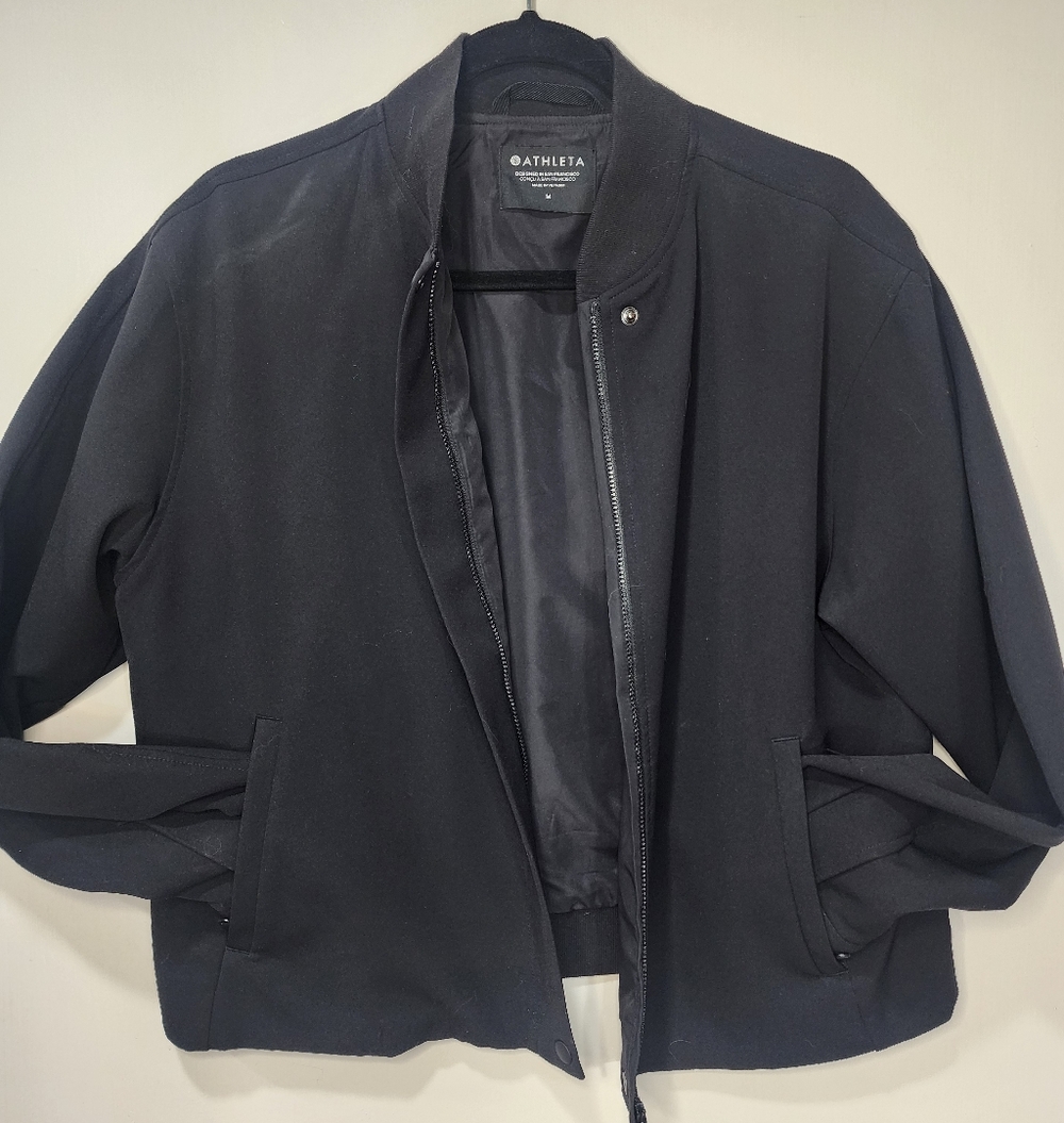 Athleta Women's Classic Black Bomber Jacket